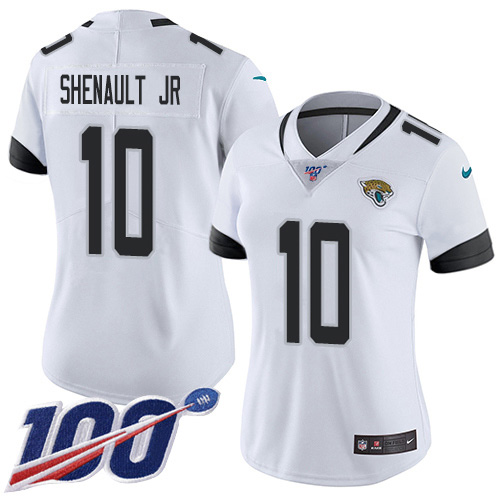 Nike Jacksonville Jaguars #10 Laviska Shenault Jr. White Women Stitched NFL 100th Season Vapor Untouchable Limited Jersey->women nfl jersey->Women Jersey